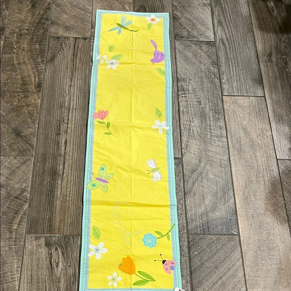 Yellow cotton cloth embroidered Floral Spring Table Runner